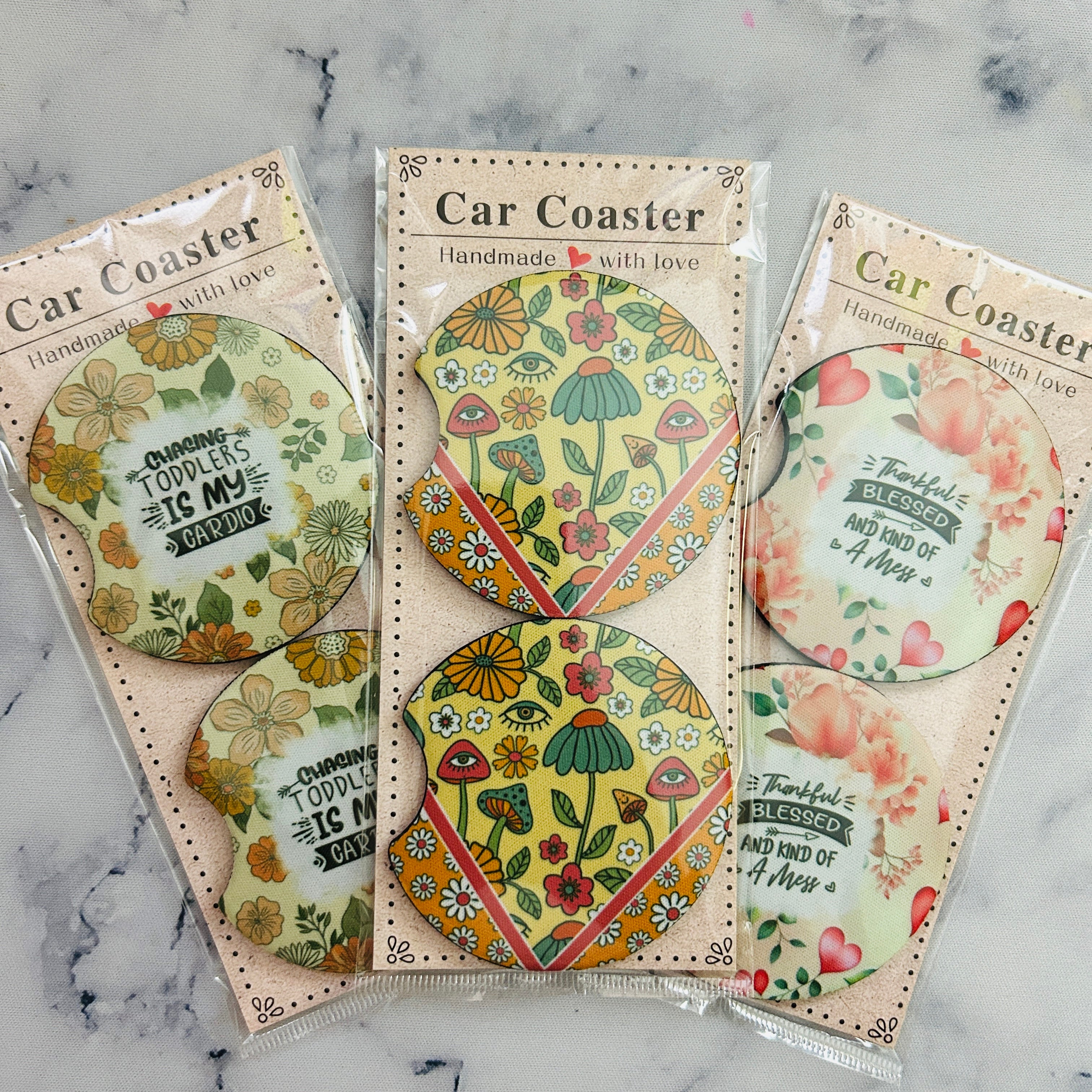 3D florals Car Coaster