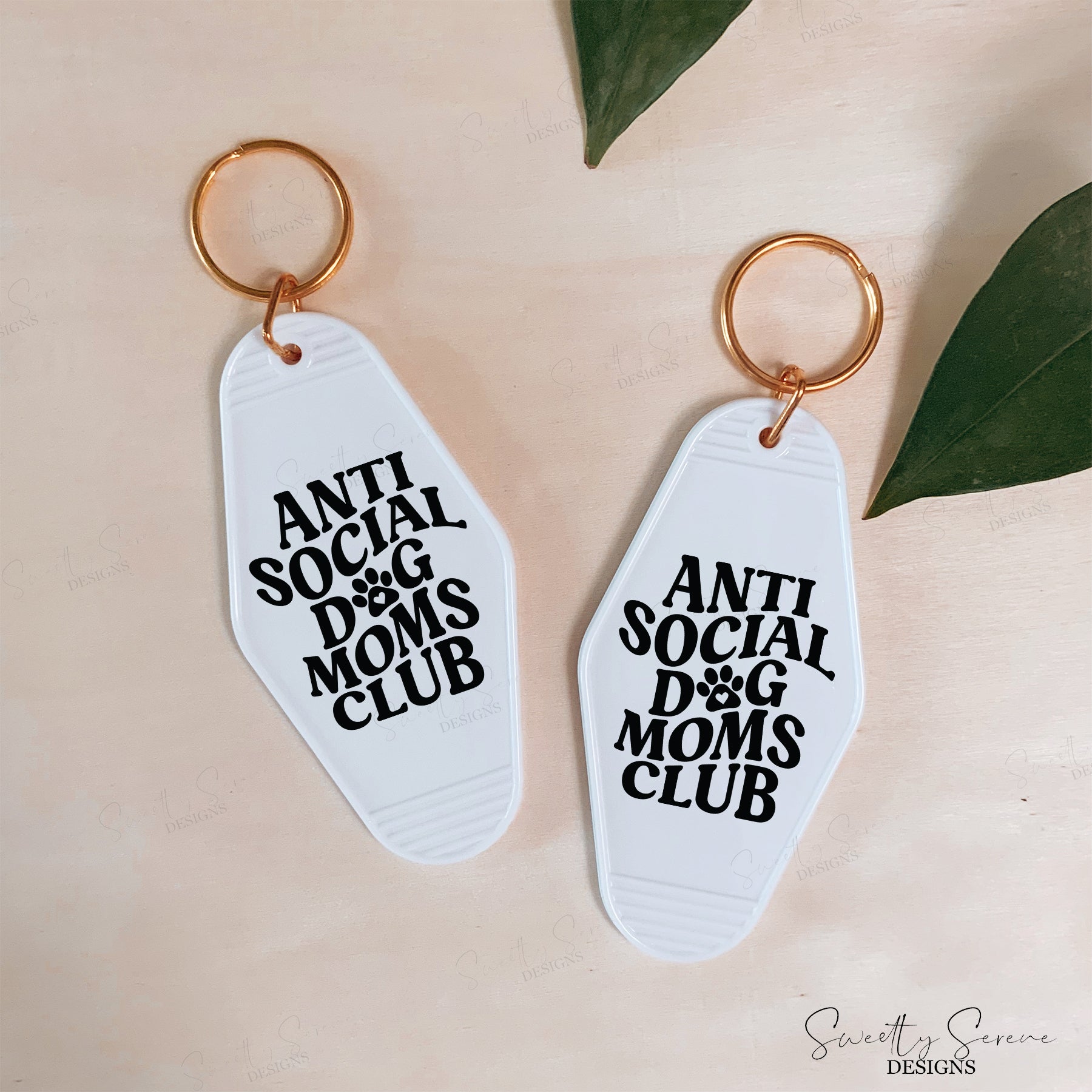 Anti Social Dog Moms Club Motel Keychain