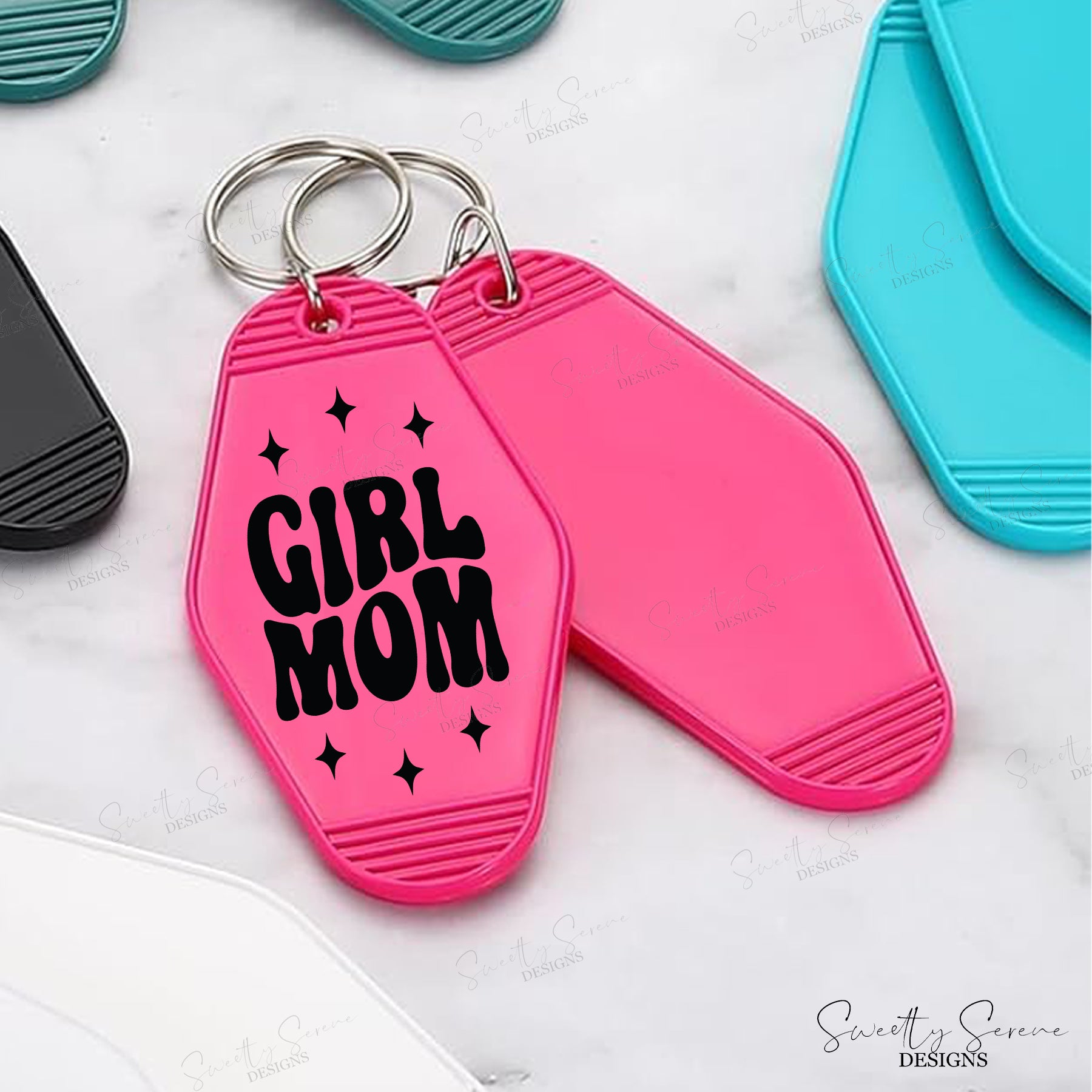 Girl Mom Motel Keychain