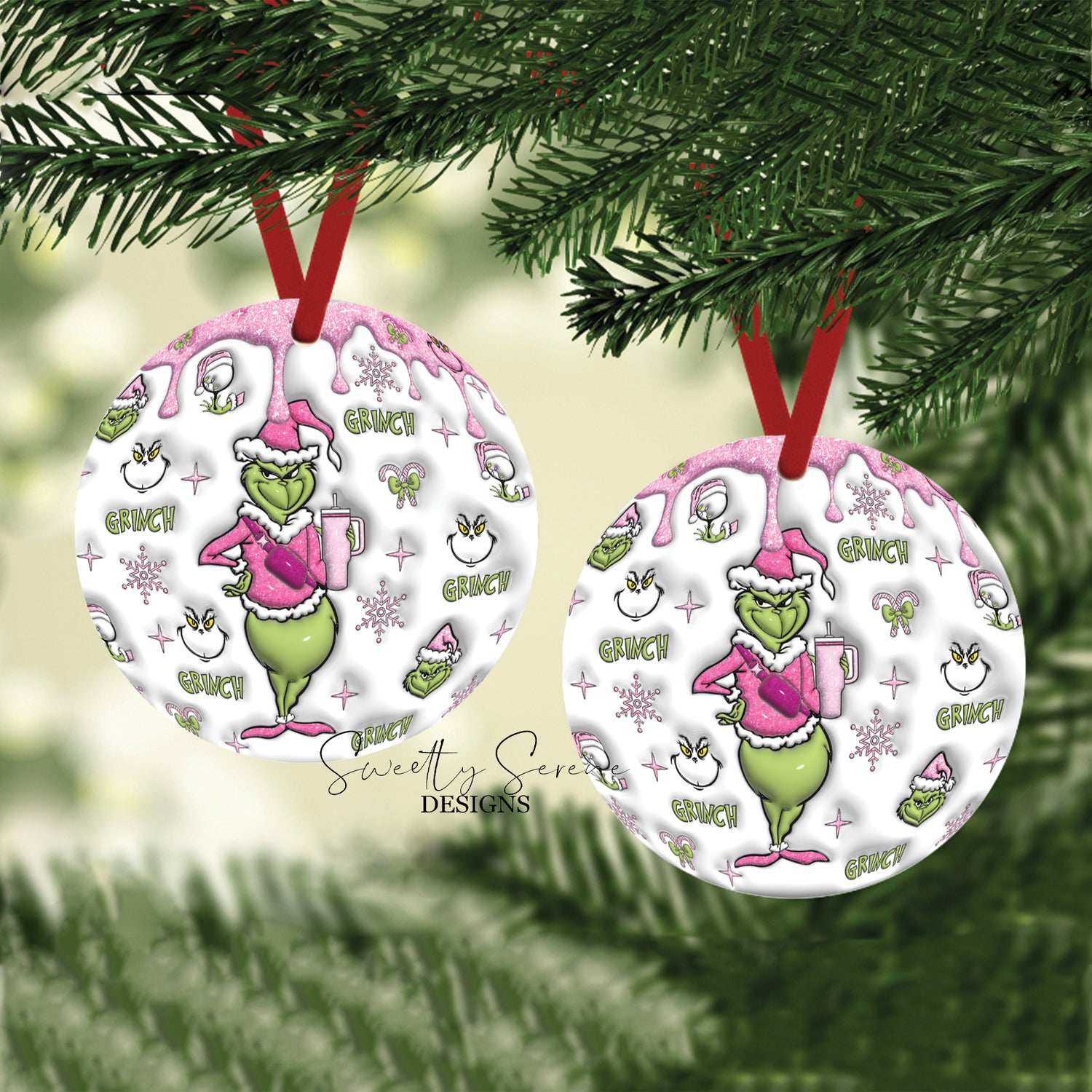 Grinchy Pink Ornament