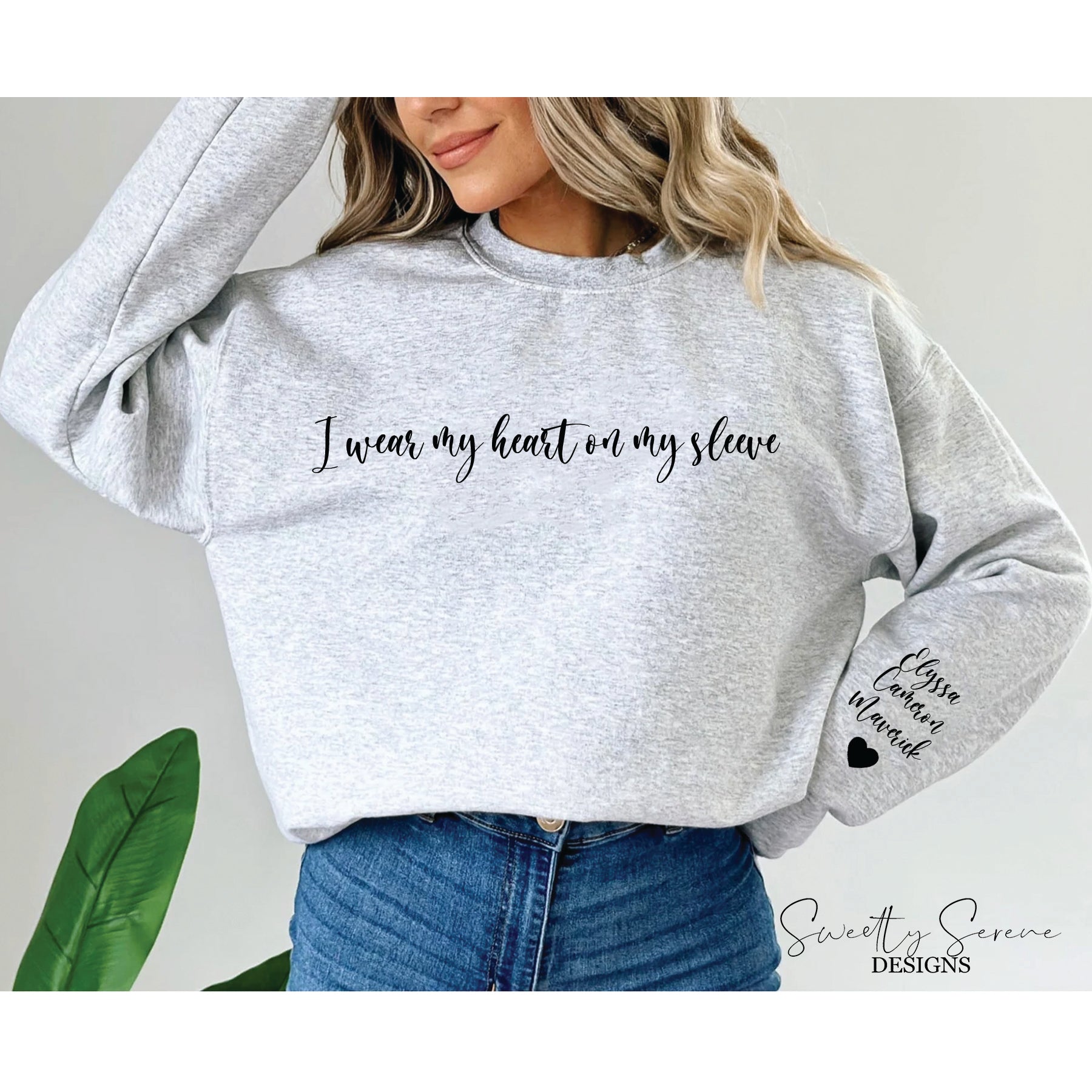 I wear my heart on my sleeve Personalized Crewneck Sweater