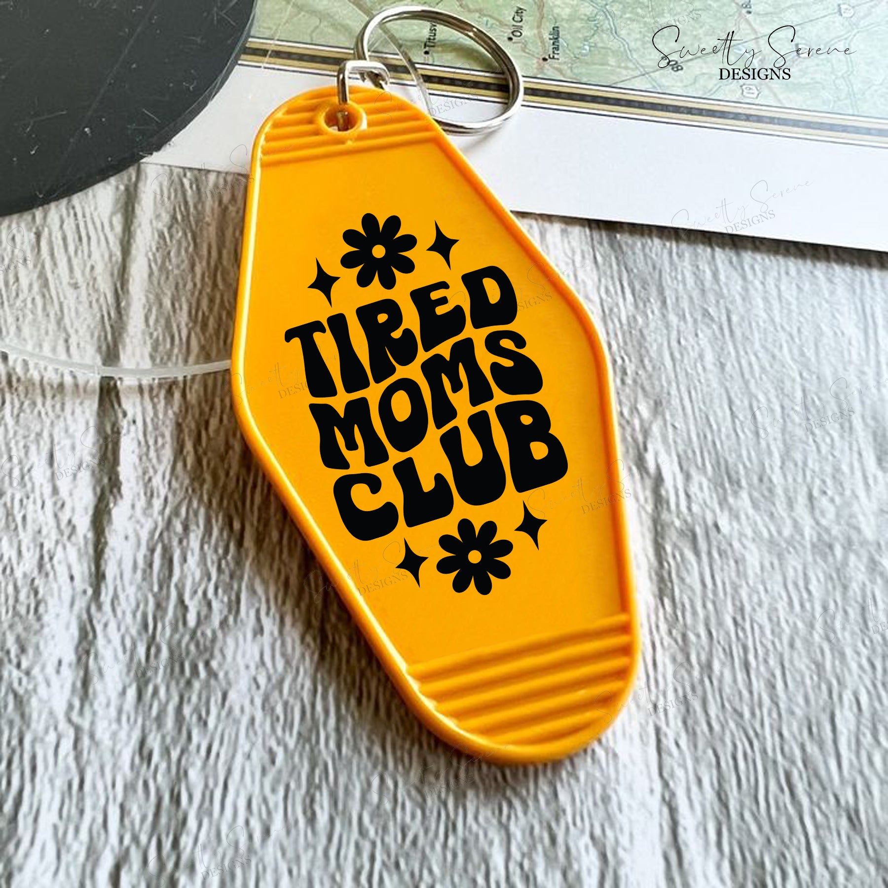 Tired Moms Club Motel Keychain