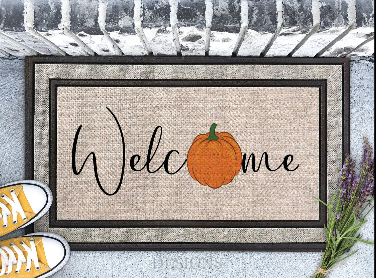 Welcome pumpkin fall doormat