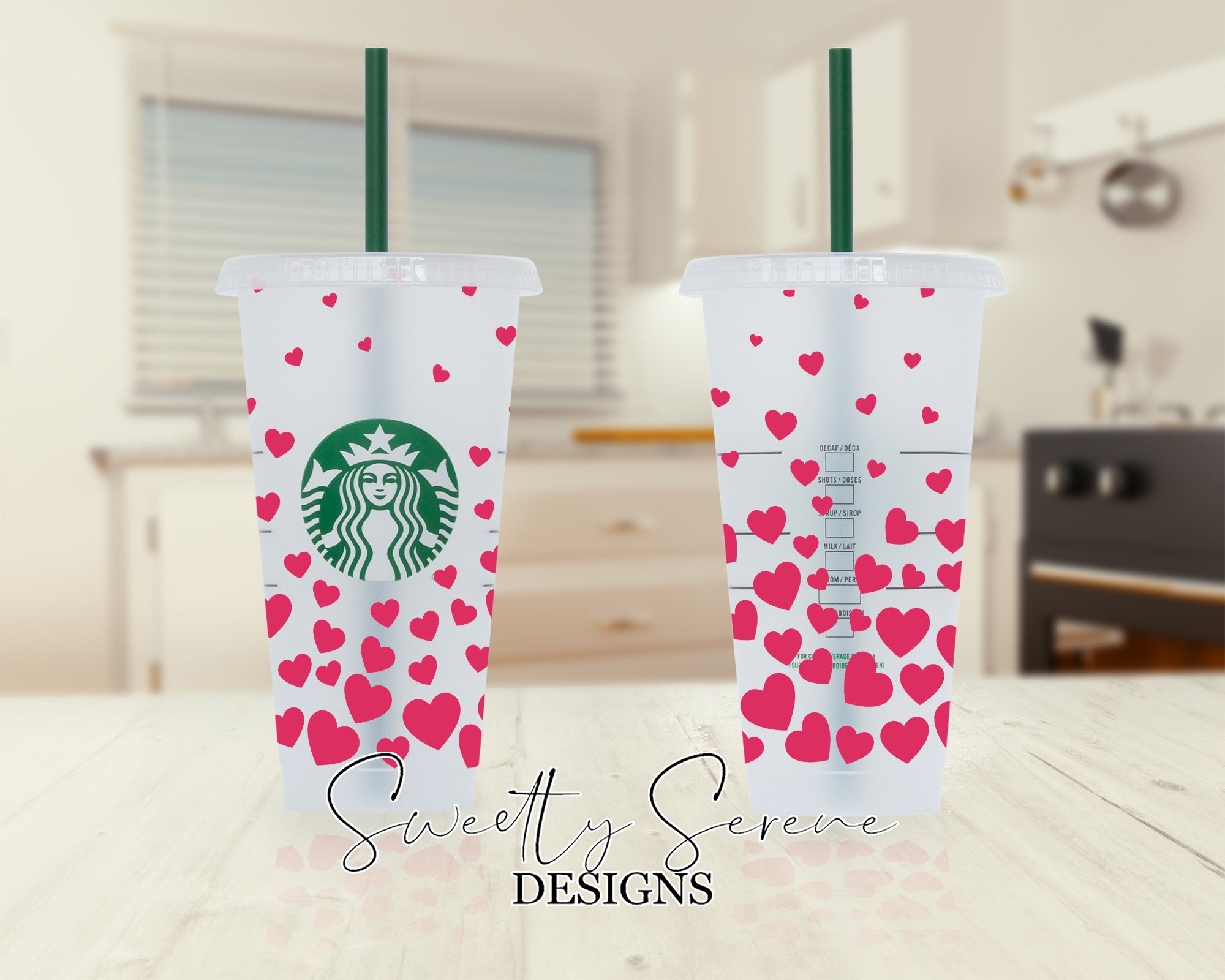 Ombre bottom Hearts Starbucks Cold Cup