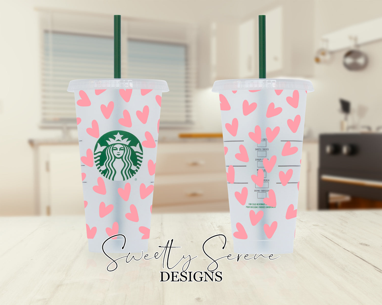 Pink Hearts Starbucks Cold Cup