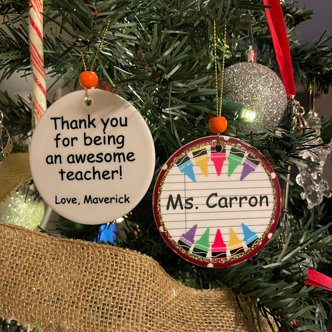 Custom Crayon Ornament Teacher ECE EA