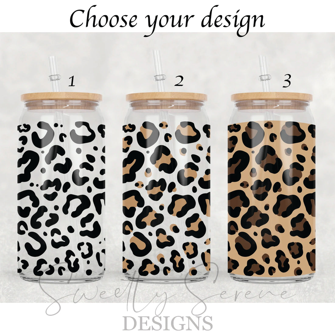 Leopard Print Glass Can with Lid