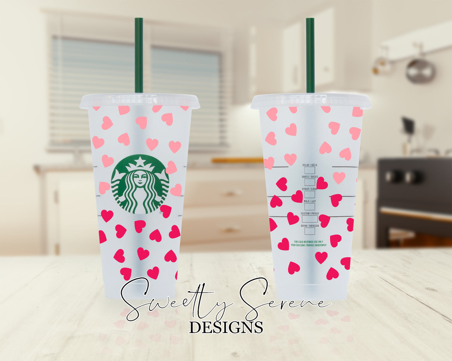 Pink Ombre Hearts Starbucks Cold Cup