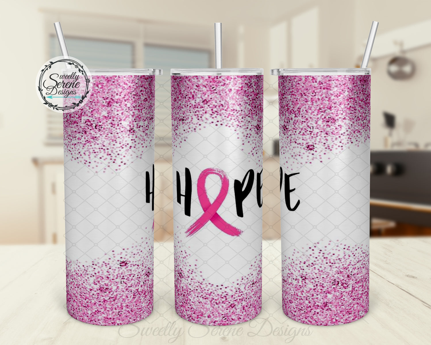 Hope Breast Cancer Pink Ribbon - 20oz Skinny Tumbler