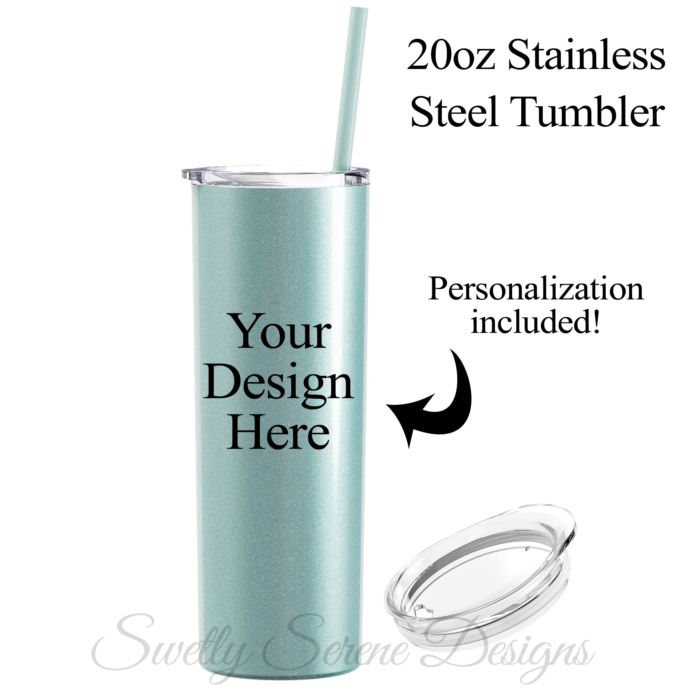 20oz Skinny Steel - Glitter Iceberg