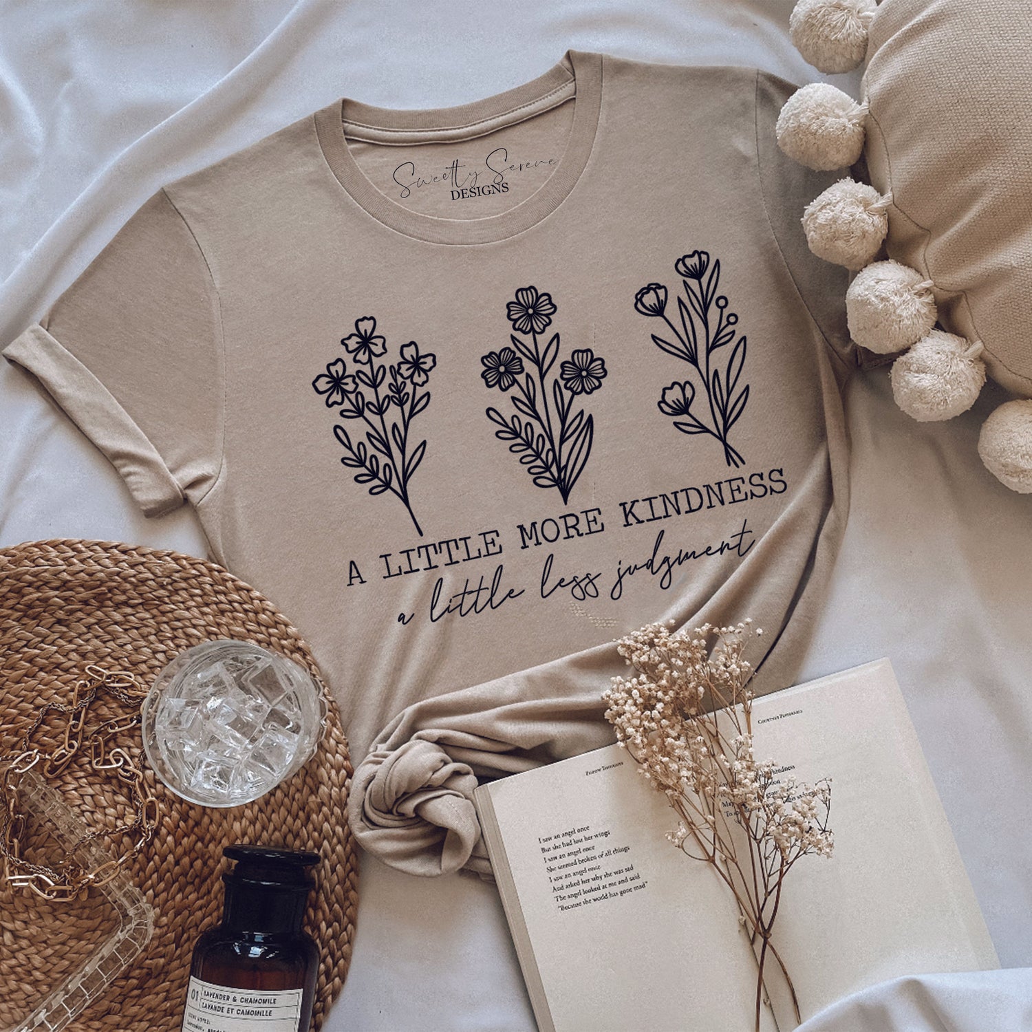 A little more kindness a little less judgement Boho floral flowers