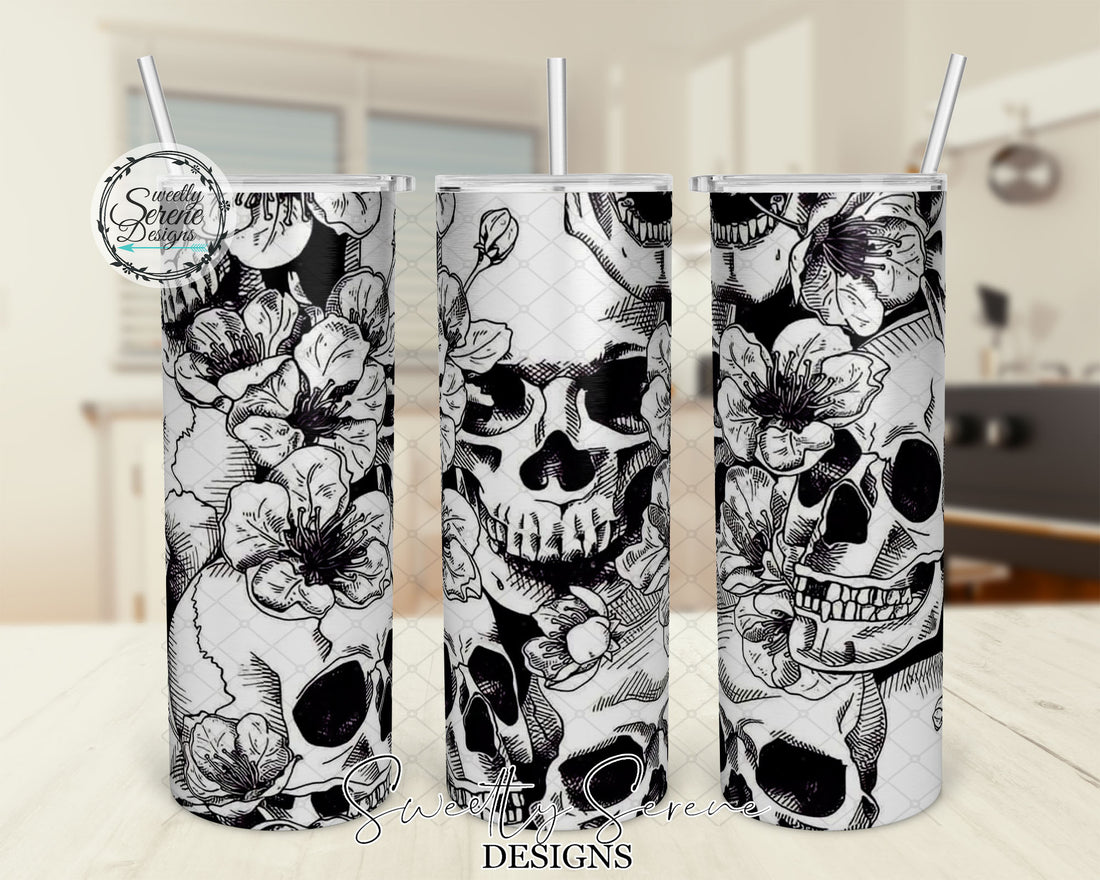 Skull collage - Skinny Tumbler