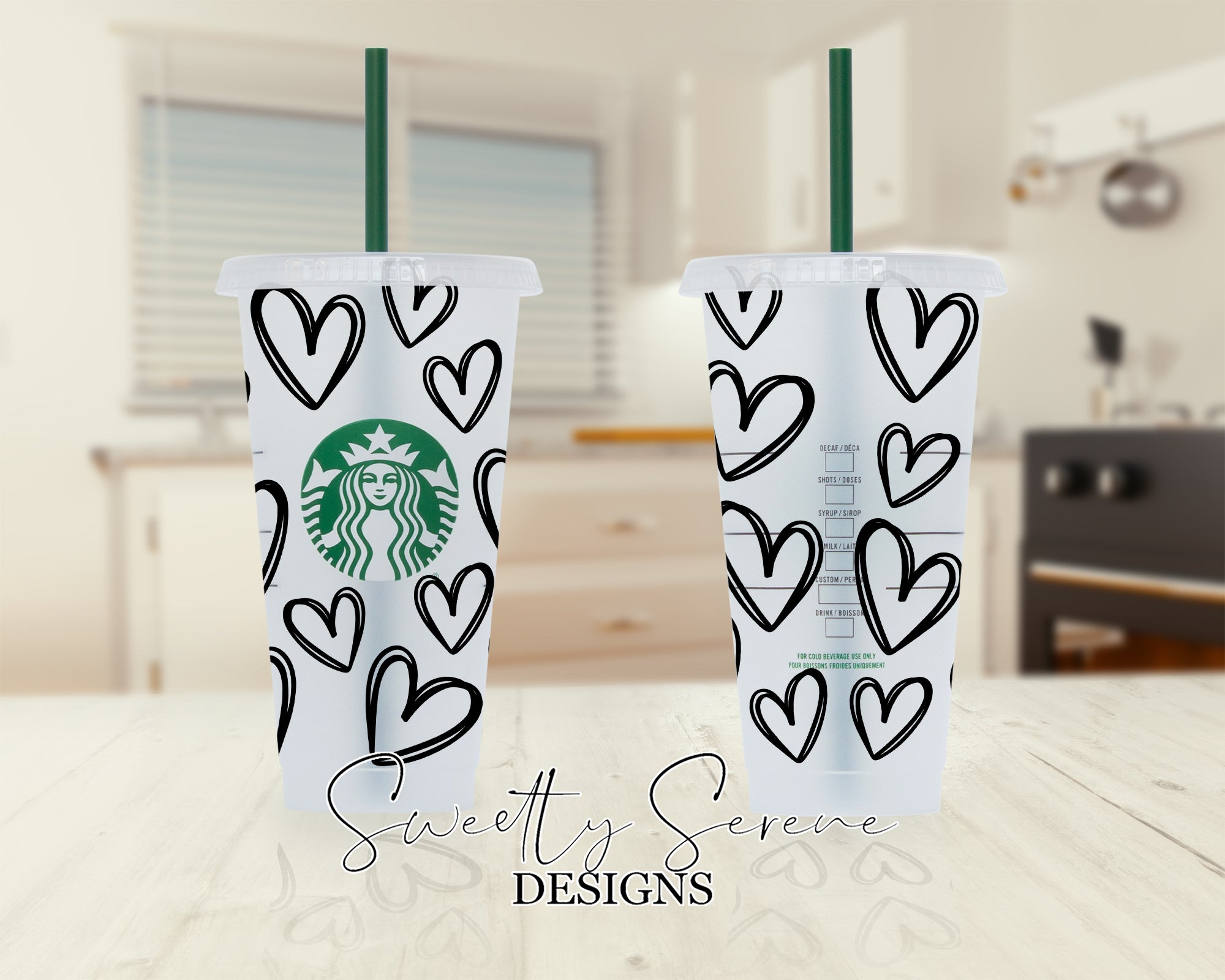 Black Hearts Starbucks Cold Cup