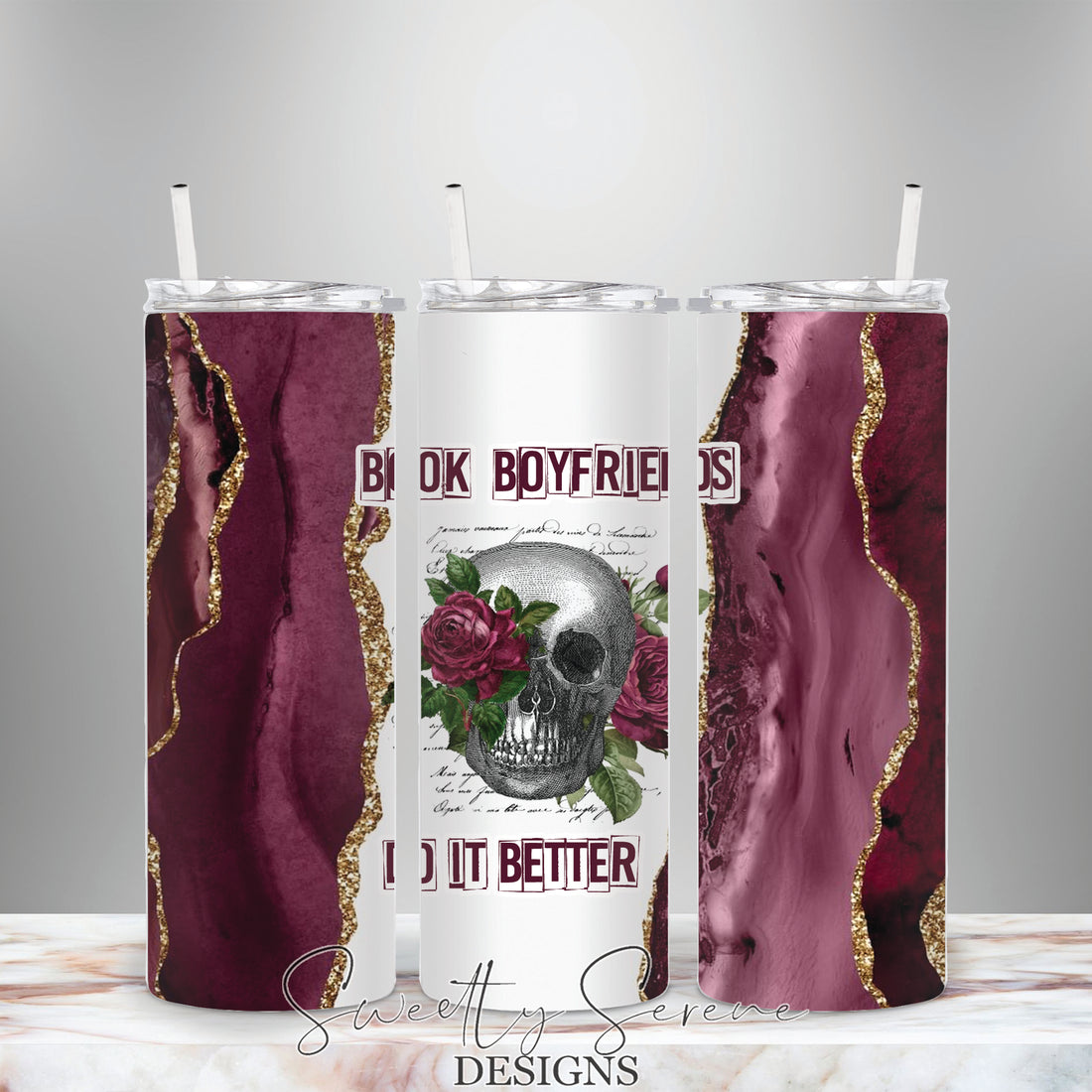 Book Boyfriends do it better Book Lover Skinny Tumbler