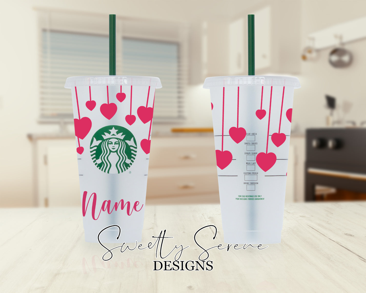 Floating Hearts Starbucks Cold Cup