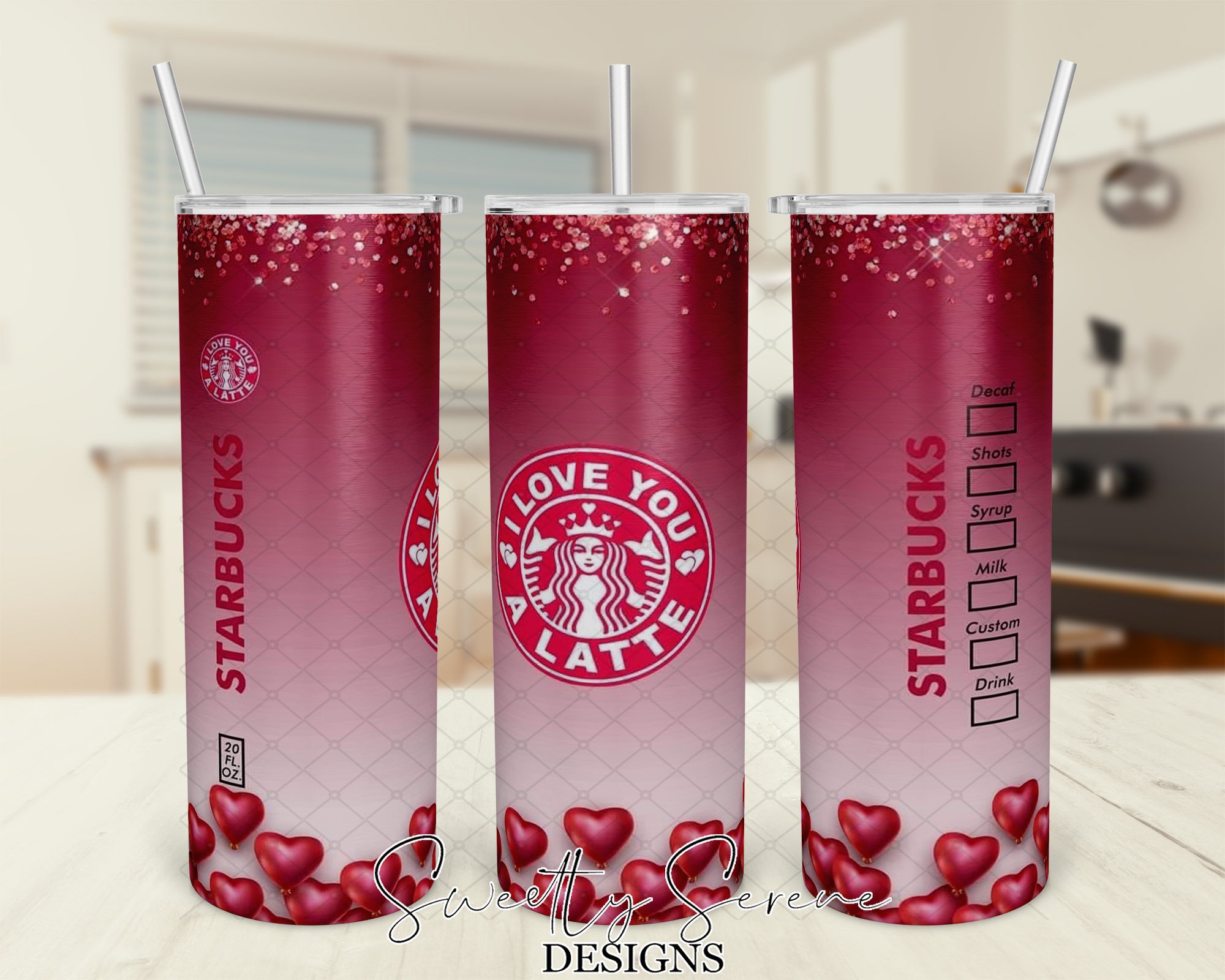 I love you a latte Starbucks Valentines Day - Skinny Tumbler