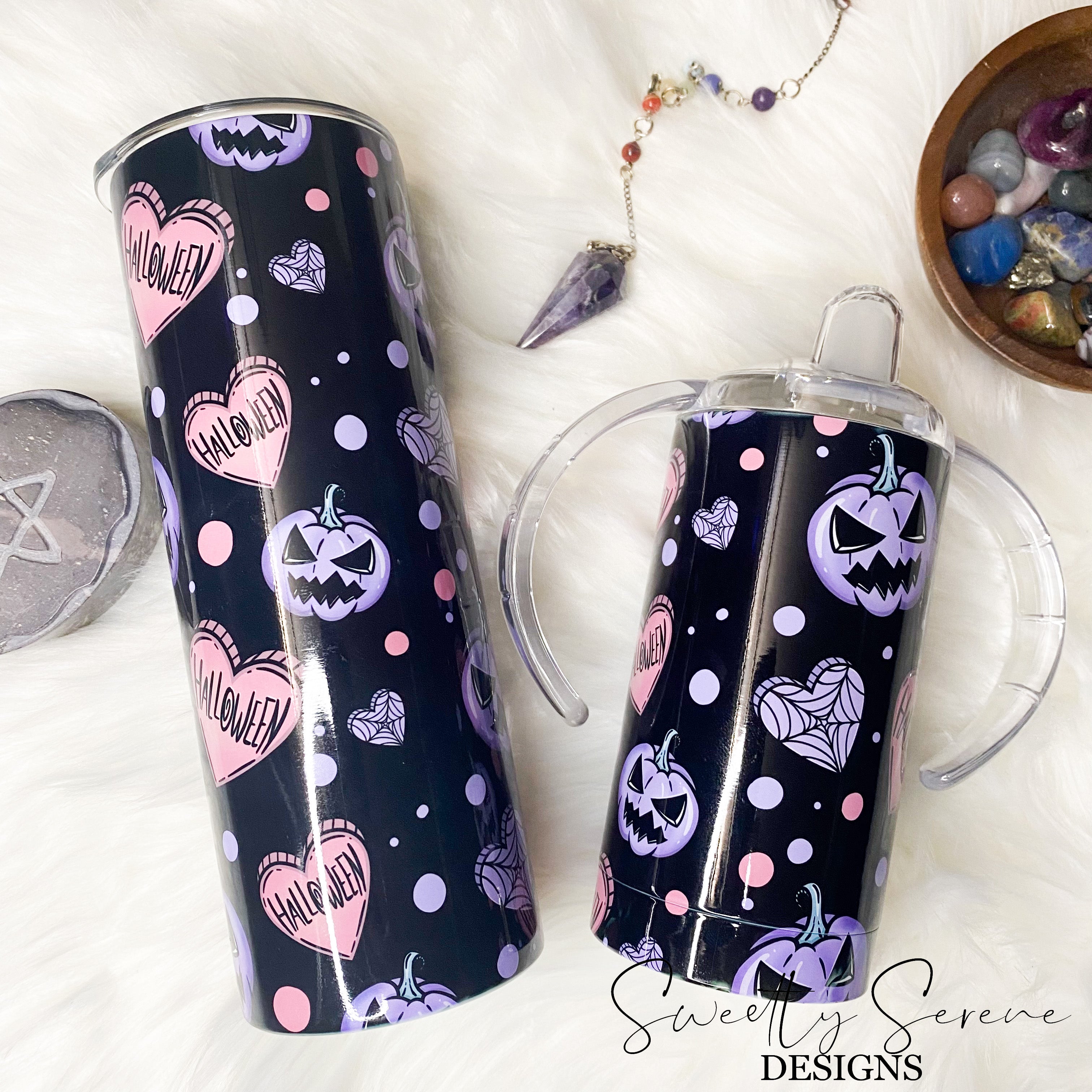 Pink and Purple pumpkins - Skinny Tumbler