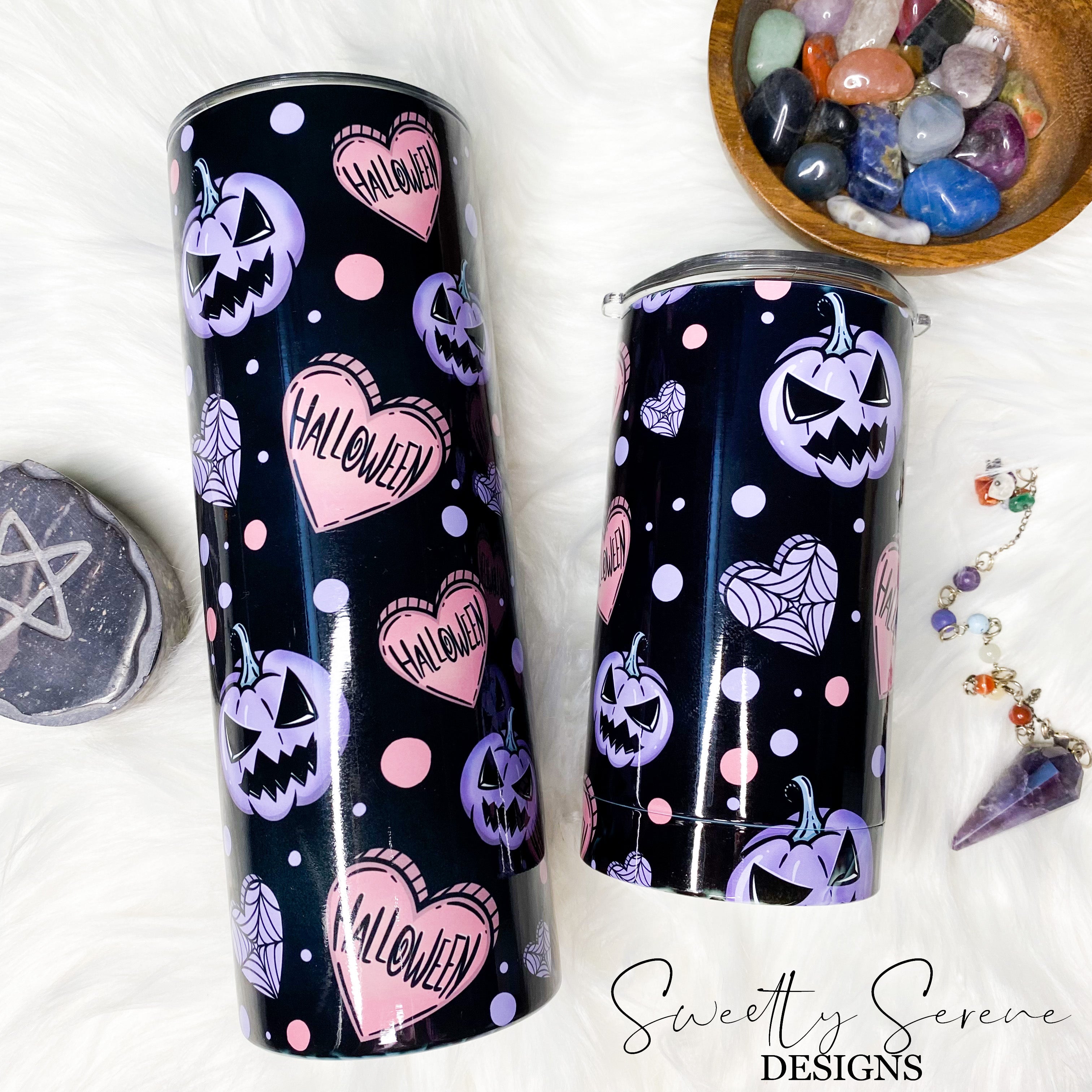 Pink and Purple pumpkins - Skinny Tumbler