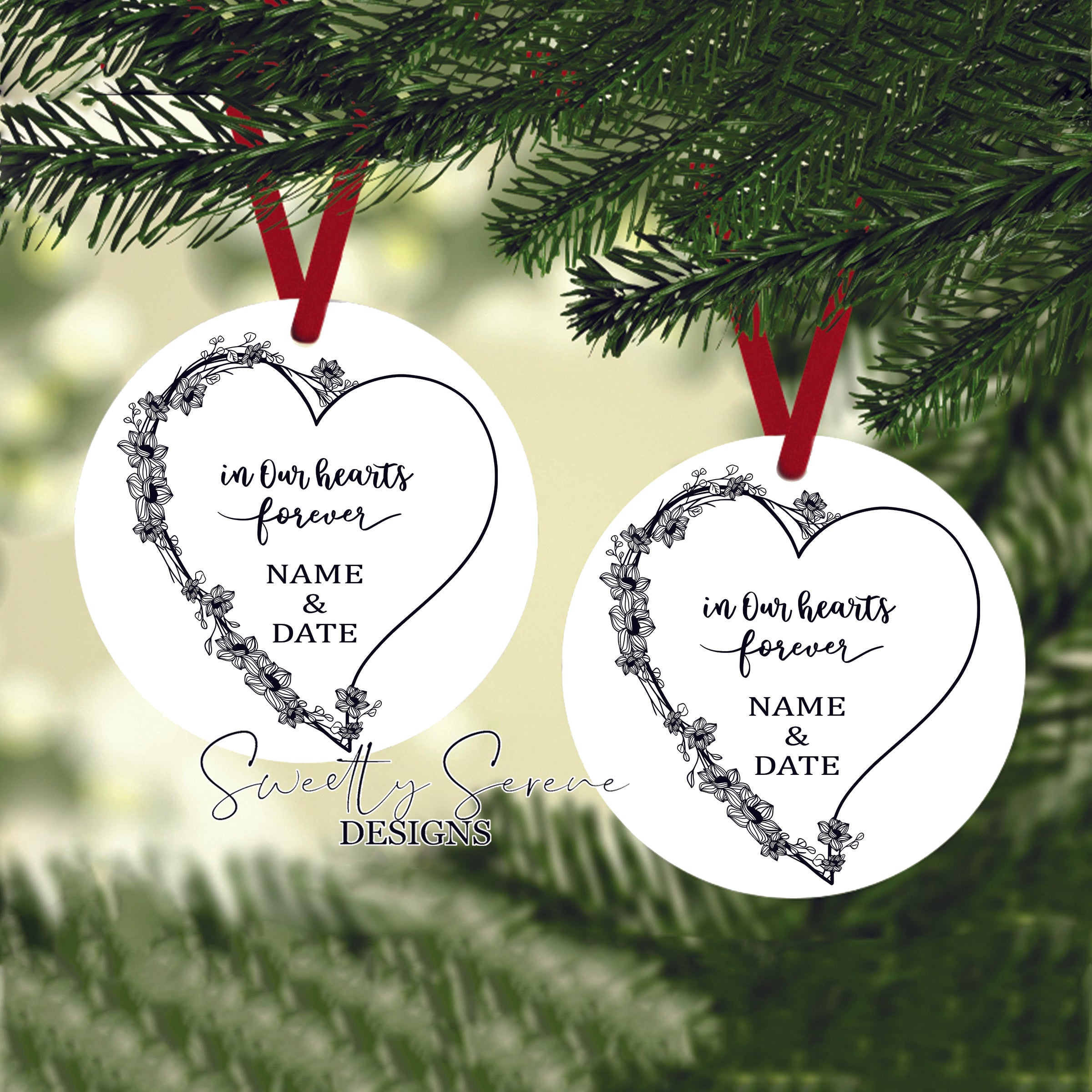 In our hearts forever personalized Memorial Ornament