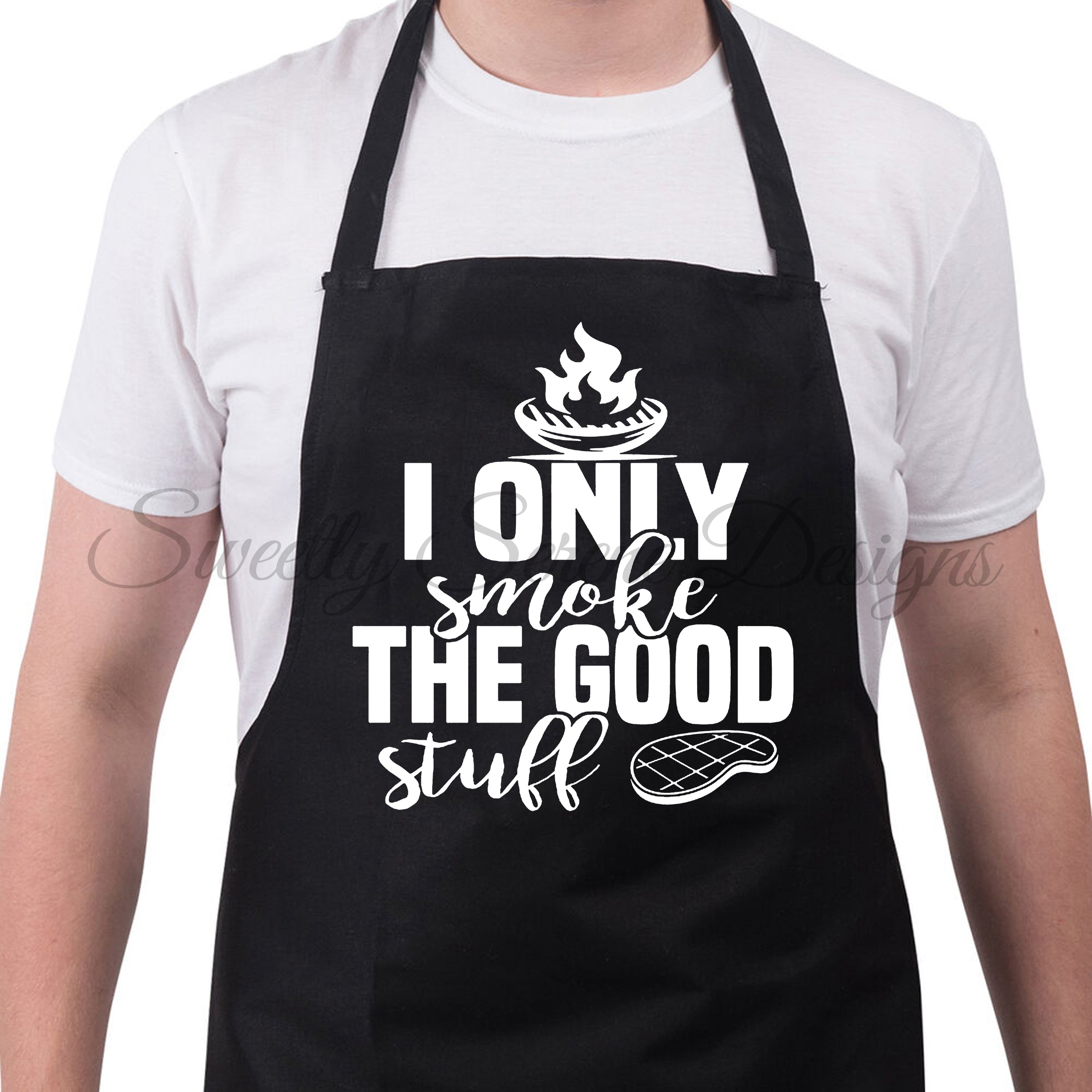 I Only Smoke the Good Stuff Embroidered Apron — Custom Made by Julie