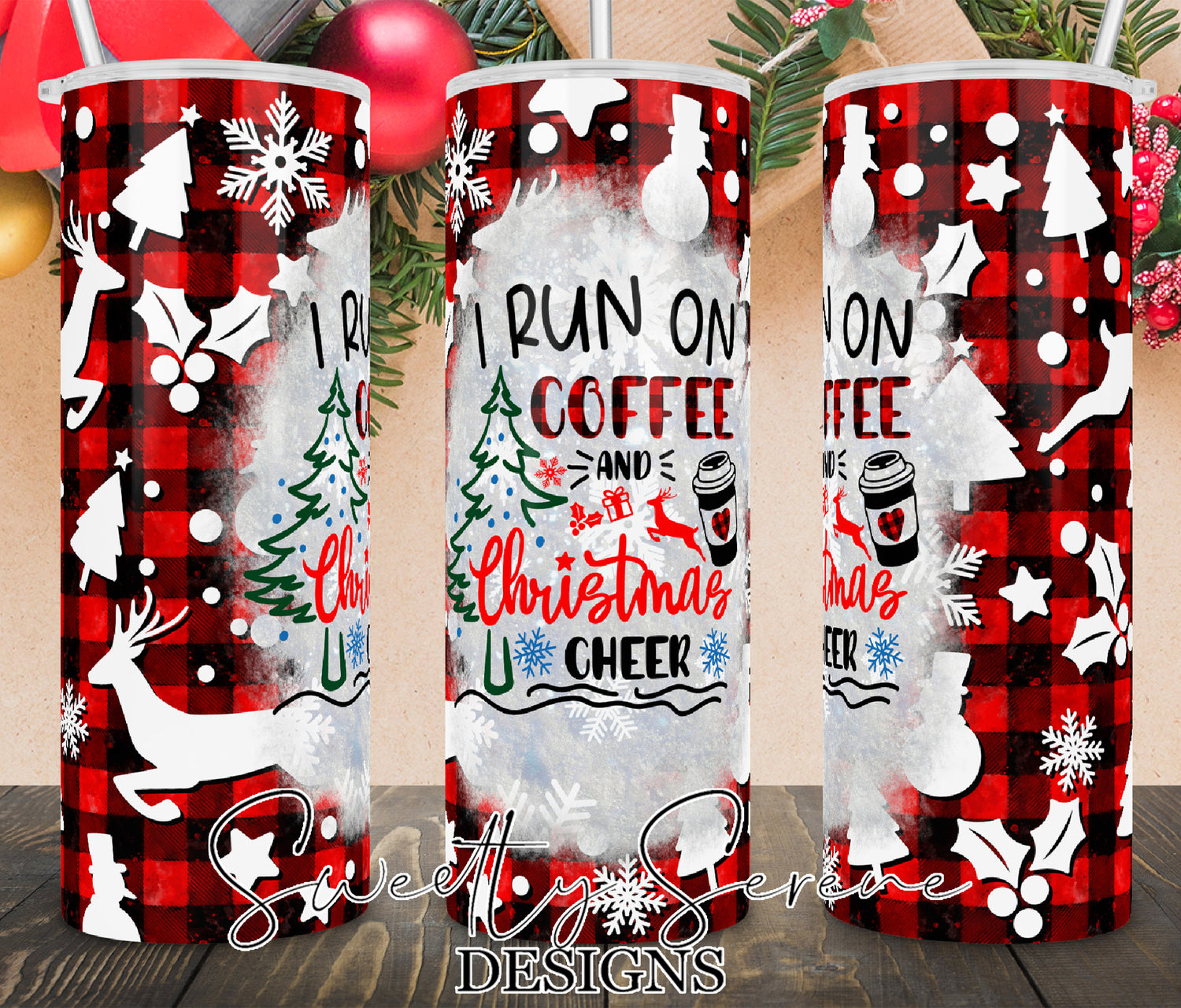 I run on coffee and Christmas cheer - Skinny Tumbler