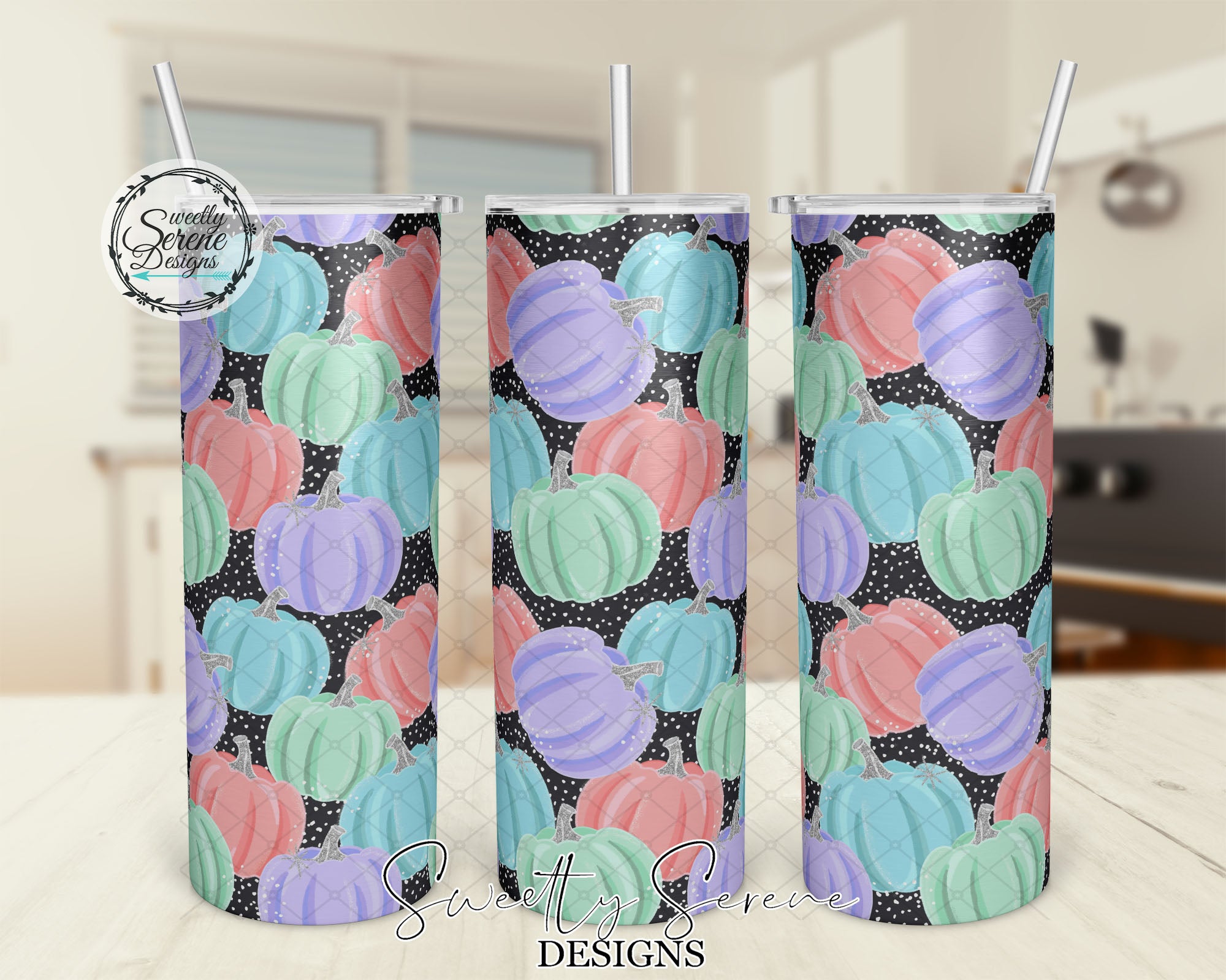 Small pastel pumpkins - Skinny Tumbler