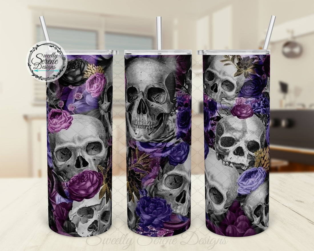 Purple skull - 20oz Skinny Tumbler