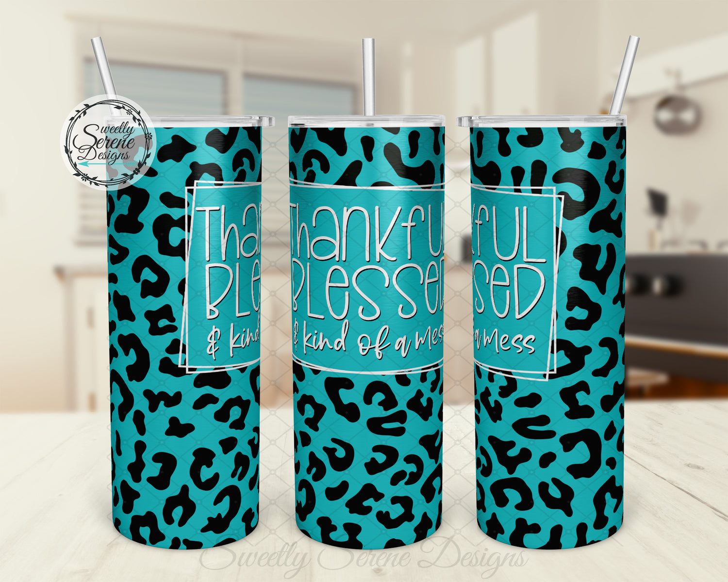 Thankful blessed and kind of a mess - 20oz Skinny Tumbler