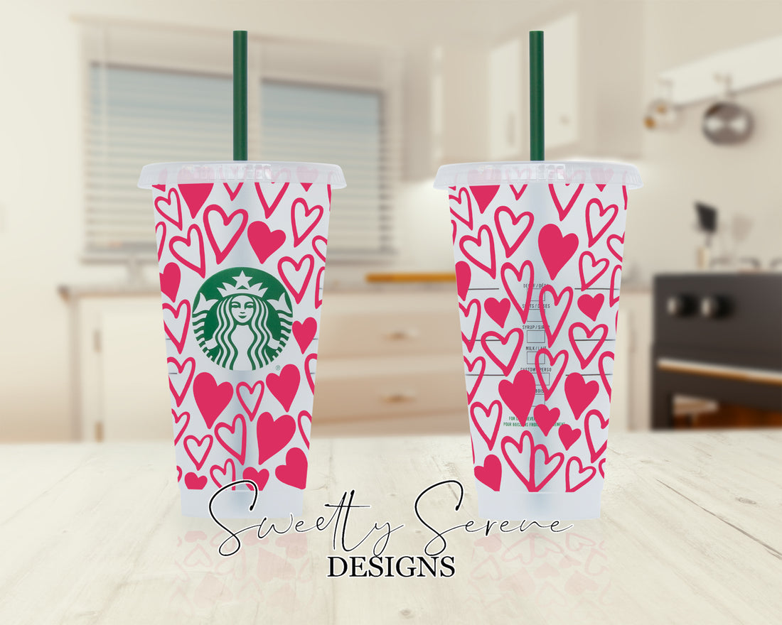 Hearts &amp; outlines Starbucks Cold Cup